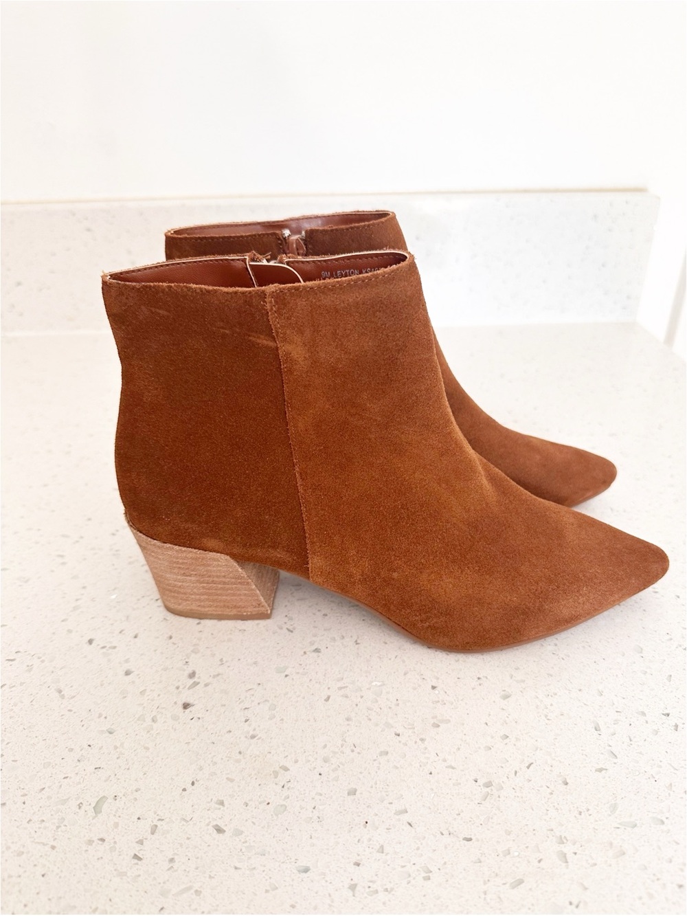Kensie Leyton Brown Suede Leather Pointed Toe Ankle Boots Booties Sz 9 Western